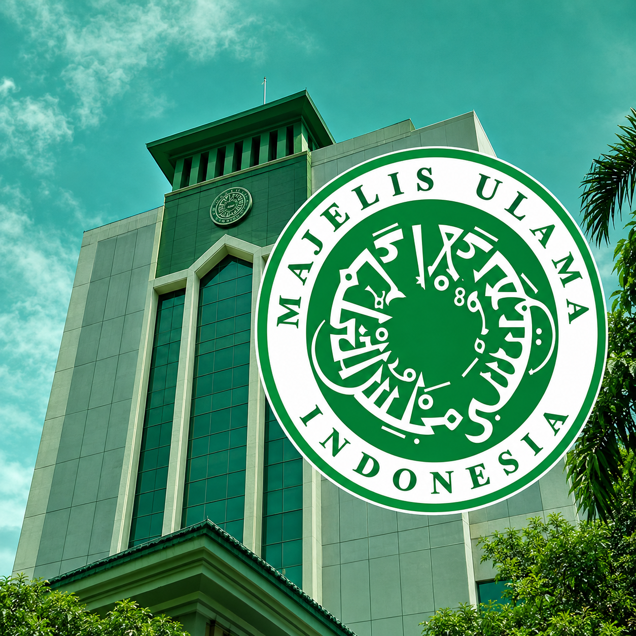 emblem mui di gedung hijau